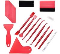 Faburo Juego de 12 rasquetas, láminas para coche, lámina tintada, con cuchillo de precisión, rasqueta para instalación de láminas de coche