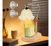 Faburo Lámpara calentadora de velas, lámpara eléctrica ajustable del Reino Unido con temporizador, calentador de velas de cera vintage para velas perfumadas, portavelas aromáticos para decoración del