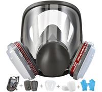 faburo Mascarilla Pintura Respirador Dispositivo Facial Reutilizable con 10 Filtros de Repuesto y 5 Pares de Guantes, Antigas y Polvo Profesionales para Pintura, Soldadura, Esmerilado