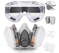 Faburo Respirador Mascarilla Pintura | Mascara de Proteccion Reutilizable para Proteger del Polvo, el Gas, la Pintura, los Vapores Orgánicos y Productos Químicos con Gafas y Filtro de Carbon Activo