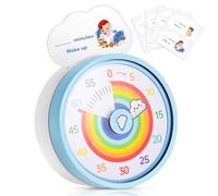 Faburo Temporizador visual con funcionamiento silencioso, cuenta regresiva mecánica de 60 minutos para niños, herramienta de gestión Pomodoro con patrón arcoíris para el hogar, escuela, cocina u