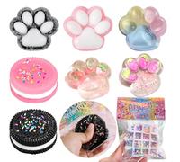 Facaihy 2 Piezas Taba Squishy Oreo 5 Piezas Grande Squishys Pata de Gato,Juguetes Forma de Biscuit, para Aliviar el Estrés,Juguetes Antiestrés para Niños y Adultos