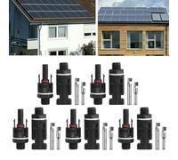 FACAIIO 5 pares de conectores solares IP67 impermeables, 30 A, 1000 V CC, macho y hembra, 2,5-10 mm2, cable fotovoltaico, juego de distribuidor de energía negro
