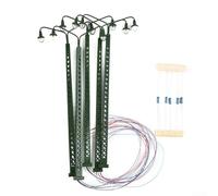 FACAIIO 5 postes de lámpara de jardín en miniatura LED de luz blanca para escenario de guerra, escala HO de 100 mm