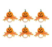 FACAIIO 6 servilletas de Halloween para anillo de calabaza artificial para decoración de mesa de comedor