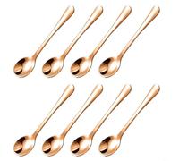 FACAIIO 8 piezas pequeñas para cucharas de acero inoxidable, tarros de especias, sal, azúcar, miel - 304 para acero inoxidable para mini cucharadas de condimentos de cocina, oro rosa (oro rosa)