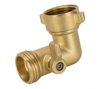 FACAIIO Acoplamiento de codo de latón de una sola vía con válvula integrada, interfaz roscada estilo de 6 puntos, conector de manguera de jardín a prueba de fugas para riego al aire libre