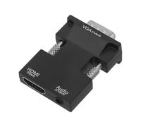 FACAIIO Adaptador VGA 1080P Full HD 60Hz chapado en oro con audio para ordenador portátil para Chromebook para monitor Raspberry Pi, negro (negro)