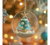 FACAIIO Adorno navideño de nacimiento de Jesús costero con estrellas de cristal de mar y conchas marinas, C