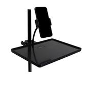 FACAIIO Bandeja de soporte ajustable para micrófono con soporte para teléfono, transmisión en vivo, 27 cm x 20,5 cm, color negro, para la mayoría de soportes de micrófono