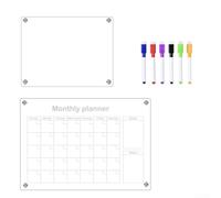 FACAIIO Bloc de notas acrílico mensual para nevera, calendario magnético de borrado en seco con 6 marcadores, transparente, 42 x 29,7 cm