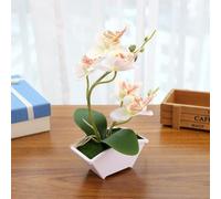 FACAIIO Bonsái artificial de orquídea mariposa con maceta, 22 cm de alto, flor falsa, decoración de mesa para el hogar, planta de interior realista, tela y plástico