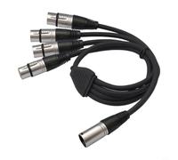 FACAIIO Cable profesional XLR de 4 vías de 3 pines, fusión de señal de micrófono para mezclador de micrófono para amplificador, cable de grabación de estudio