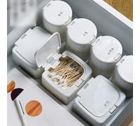 FACAIIO Caja organizadora de escritorio para cosméticos, bolas de algodón y tarjetas de fotos Kpop, plástico blanco, 1 paquete