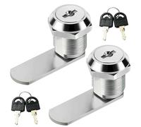 FACAIIO Cam Lock - Cerradura de seguridad para puerta de buzón de muebles, 16-20 mm, aleación de zinc con llaves, paquete de 2, color plateado