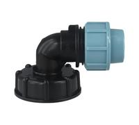 FACAIIO Conector de salida de tubo de jardín de plástico con válvula, adaptador de tanque IBC de 20/25/32 mm para accesorios de polietileno, divisor de agua para riego, azul y negro