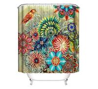 FACAIIO Cortina de ducha impermeable con estampado 3D bohemio para baño, poliéster, diseño resistente al moho, con 12 ganchos (180 x 200 cm)