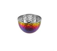 FACAIIO Cuenco de ensalada martillado de acero inoxidable, texturizado para mezclar redondo, lavar verduras y batir huevos, cuenco de cocina para servir uso doméstico (color 26 cm)