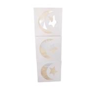 FACAIIO Eid Mubarak - Cajas huecas de 3 piezas de cartulina blanca para decoración con luna y estrella, mezquita, ramadán, suministros para fiestas