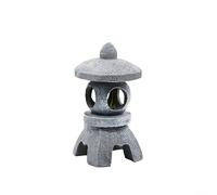 FACAIIO Farol solar de pagoda para exteriores, lámpara LED de resina de imitación de piedra con encendido/apagado automático, decoración de jardín Zen, césped, patio, gris (B)