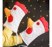 FACAIIO Funny Rooster - Manoplas de horno de lino resistentes al calor, bonitos guantes de cocina para cocinar, hornear, para rojo, blanco y amarillo, paquete de 2