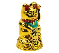 FACAIIO Gato chino de la suerte agitando Maneki Neko Gold Fortune Beckoning Cat de 6.5 pulgadas para decoración del hogar y el coche