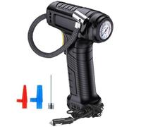 FACAIIO Inflador de neumáticos de coche con pantalla digital de 12 V con carga USB inalámbrica, luz LED y para apagado automático, motocicletas, bicicletas