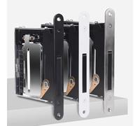 FACAIIO Invisible para cerradura de puerta silenciosa para pestillo plano dormitorio interior, aleación de zinc empuje para abrir mango, se adapta a puertas de 40-48 mm, color plateado