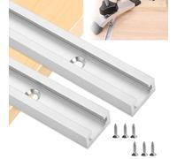 FACAIIO Juego de 2 sierras de mesa de aleación de aluminio de 400 mm, ranura de inglete de doble perfil, anodizada, ranura en T con tornillos para carpintería
