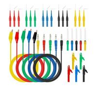 FACAIIO Juego de 30 cables de prueba multímetro con clips de cocodrilo y sondas traseras para diagnósticos automotrices, industriales, HVAC (5 A, 4 mm, plátano, 3.3 pies)