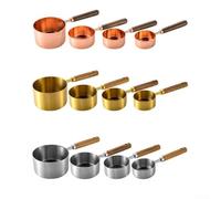 FACAIIO Juego de 4 tazas medidoras de acero inoxidable para café, hornear, cocina, con escala transparente y agujero para colgar