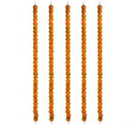 FACAIIO Juego de 5 guirnaldas artificiales de caléndula para Diwali, Halloween, decoración festiva de boda india, uso interior y exterior (33)