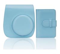 FACAIIO Juego de bolsas para cámara instantánea, bolsa protectora de cuero sintético para Instax para mini 12 11 9 8, bolsa cruzada portátil (azul claro)