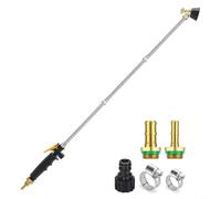FACAIIO Manguera de jardín de varilla pulverizadora de acero inoxidable, boquilla ajustable de niebla a flujo con mango de bloqueo, púas de 1/4 "3/8 pulgadas y conector de 1/2 pulgada, para equipos de