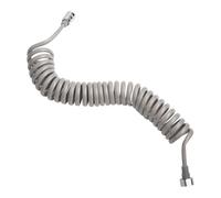 FACAIIO Manguera de resorte flexible de poliuretano, diseño en espiral que ahorra espacio, fácil instalación, 5 m, gris/blanco