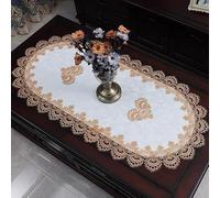 FACAIIO Mantel ovalado de encaje bordado, camino de mesa para salón, armario, mesa de centro, 50 x 110 cm