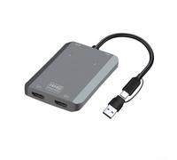 FACAIIO Mejora tu espacio de trabajo con un adaptador USB HD dual. Conecta dos monitores sin esfuerzo (gris)