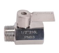 FACAIIO Mini válvula de bola de acero inoxidable 316 de 1 2 pulgadas hembra x macho rosca NPT para agua, RV, cabezal de ducha apagado