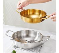 FACAIIO Paellera de acero inoxidable con asas dobles, para cacerola de fondo plano para estufa y horno, sartén pulida con espejo