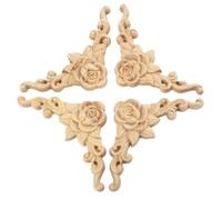 FACAIIO Paquete de 4 apliques de esquina de madera tallada para decoración de puertas y armarios, 8 x 8 cm, estilo sin pintar, paquete de 4 unidades