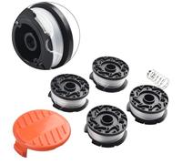 FACAIIO Paquete de 4 bobinas de repuesto para recortadora negra y de 0,165 | Decker GH400 GH500 GH600 GH912 ST6600 ST7700 CST2000, con tapa y resorte