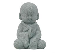 FACAIIO Pequeña estatua de monje de Buda sabio, See Speak Hear No Evil, adorno de resina de arenisca para jardín, acuario o patio decoración del hogar (C)