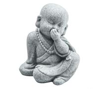 FACAIIO Pequeña estatua de monje de Buda sabio, See Speak Hear No Evil, adorno de resina de arenisca para jardín, acuario o patio decoración del hogar (F)