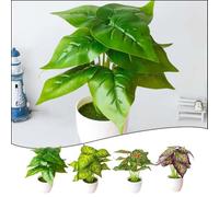 FACAIIO Planta artificial en maceta para decoración del hogar, 26 cm de alto, simulación de bonsái verde, paisaje de jardín con maceta de plástico, verde/amarillo/morado/marrón