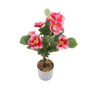 FACAIIO Planta de camelia artificial en maceta de 42 cm de altura, flores falsas rosas realistas en maceta de plástico, decoración de bajo mantenimiento, hogar, oficina y cocina