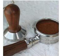 FACAIIO Portafiltro sin fondo de acero inoxidable de 58 mm con mango de madera Bezerra, para máquinas de espresso Astoria