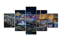 FACAIIO Póster de pared de Las Vegas City Night, 5 piezas, para decoración del hogar