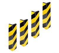 FACAIIO Protectores reflectantes de pared para garaje, paquete de 4, protectores de esquina de espuma de polietileno de impacto con tiras de seguridad visibles en negro y amarillo para zonas de