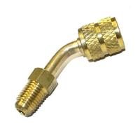 FACAIIO R410A - Adaptador de CA mini dividido, SAE de 5/16 pulgadas a SAE de 1/4 pulgadas para convertidor de carga al vacío, accesorio giratorio de latón con depresor de bobina, sistemas HVAC sin