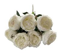 FACAIIO Ramo de flores artificiales de 7 cabezas para bodas y decoración del hogar, 42 cm de largo, para rojo, verde, blanco, azul claro, azul oscuro